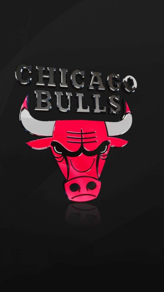 Chicago Bulls logo wallpaper bold red black on sleek black background basketball fan design