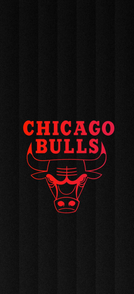 Chicago Bulls logo in red on sleek black striped background phone wallpaper design