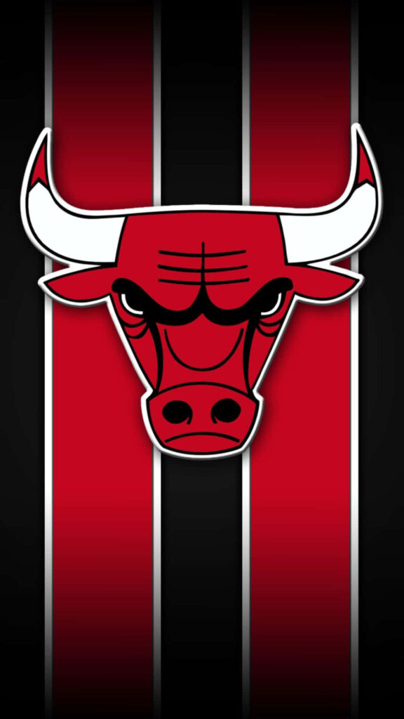 Chicago Bulls logo over red stripes on black background dynamic sports phone wallpaper