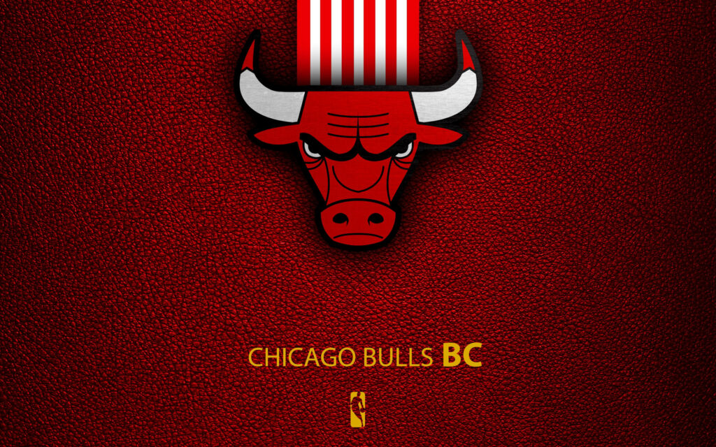 Chicago Bulls logo on red textured background bold NBA basketball team wallpaper design