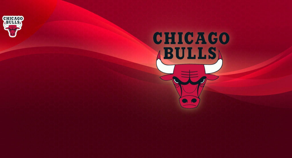 Chicago Bulls logo wallpaper with vibrant red waving background bold energetic design