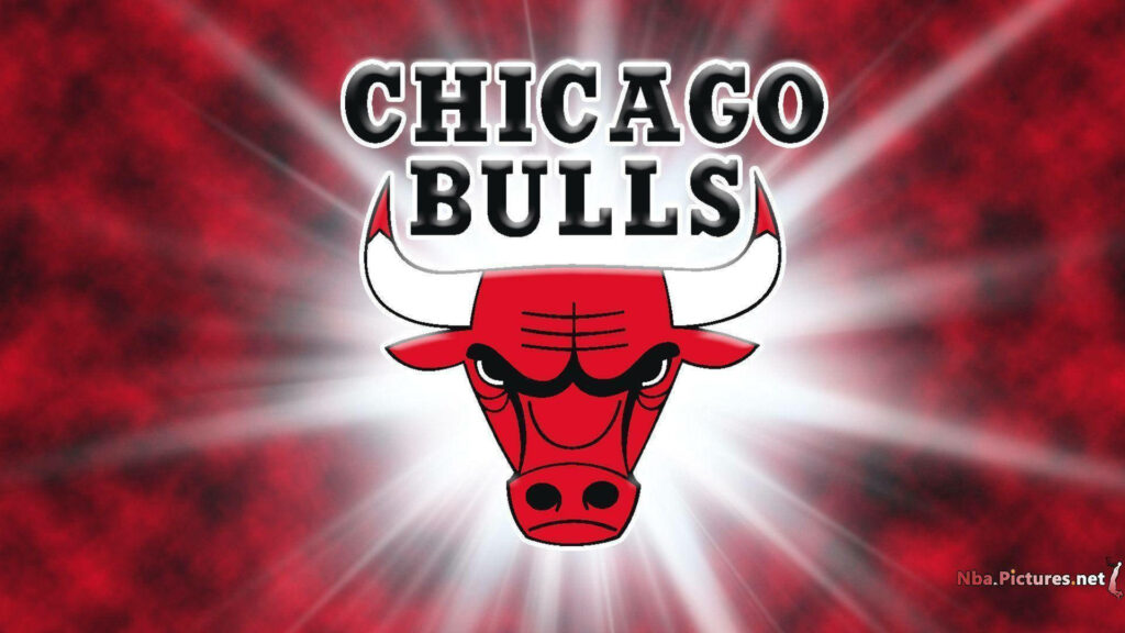 Chicago Bulls logo on bold red and black cloud background dynamic basketball wallpaper