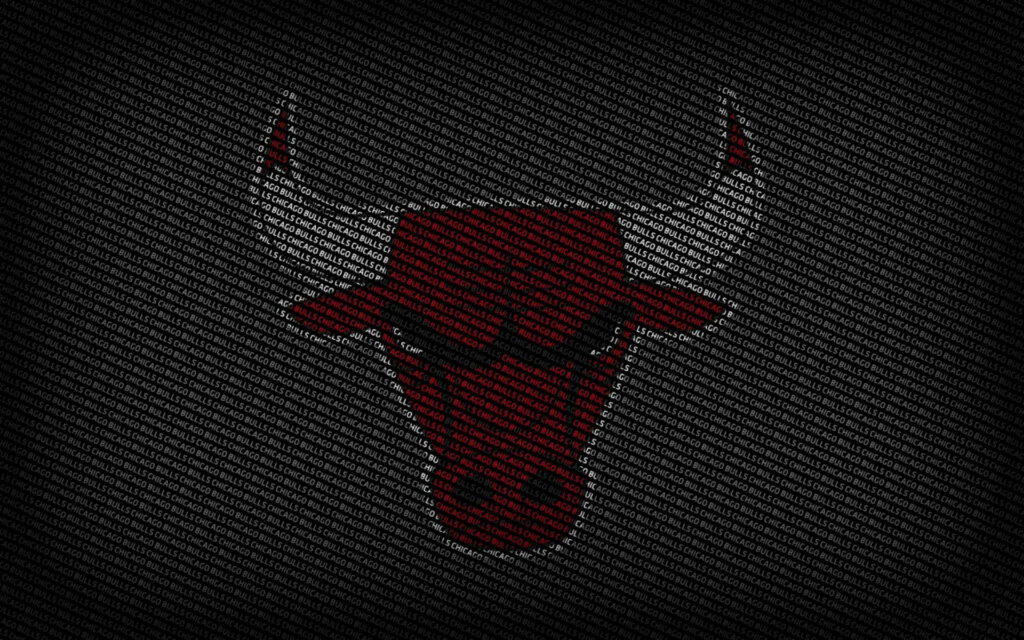 Chicago Bulls logo on dark textured background with repeating Chicago Bulls text wallpaper design