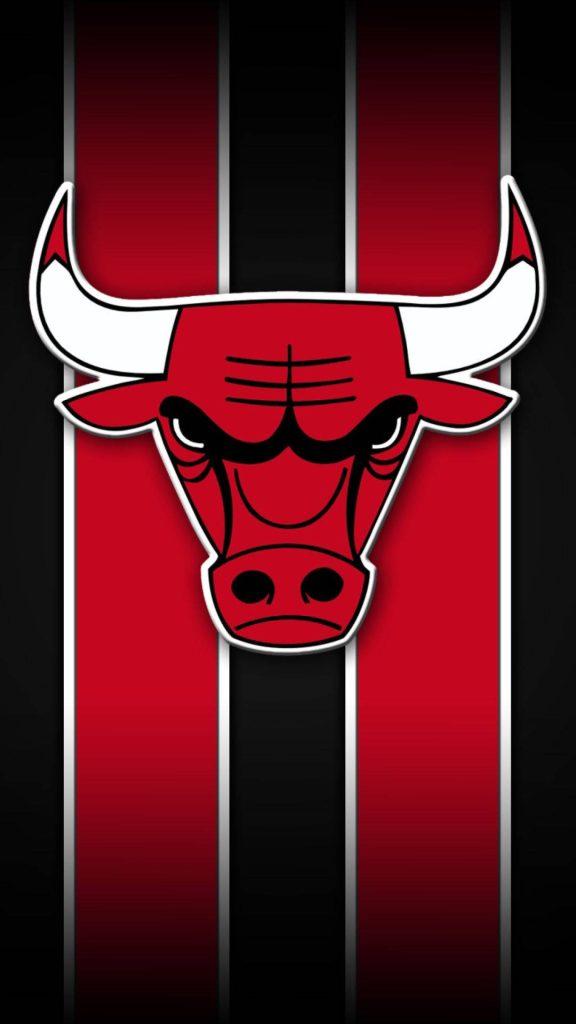 Chicago Bulls logo mobile wallpaper with bold red black white stripes minimalist design