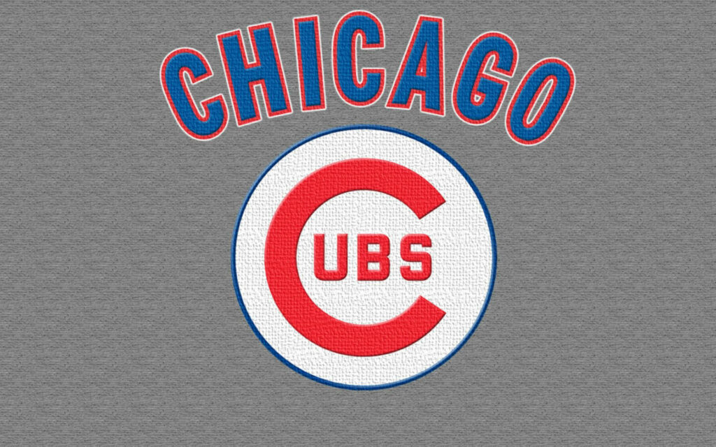 Chicago Cubs logo wallpaper red blue letters white circle textured gray background sports design