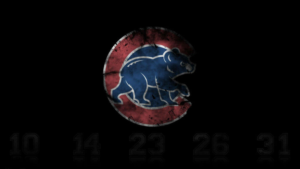 Chicago Cubs classic logo wallpaper weathered mossy textures dark minimalist vintage style background