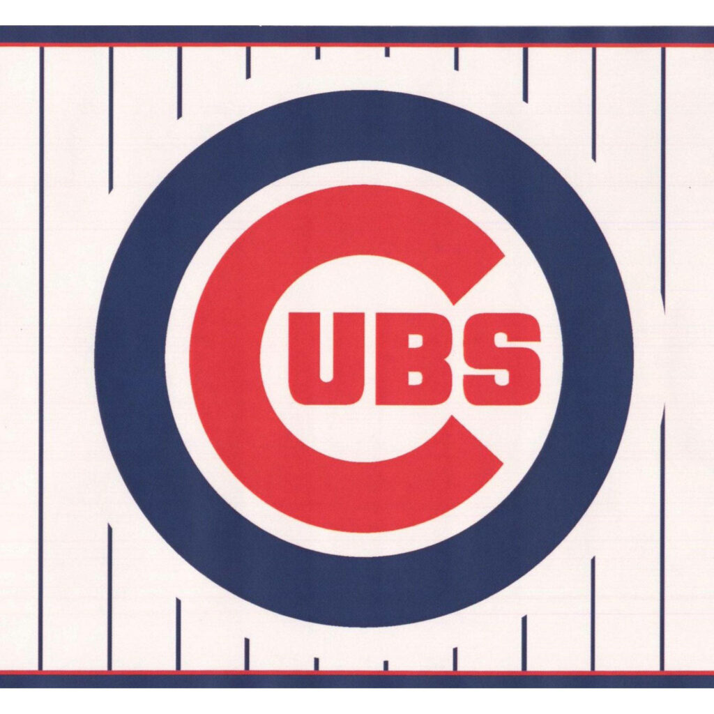 Chicago Cubs MLB logo wallpaper with bold red blue colors on white background with pinstripes
