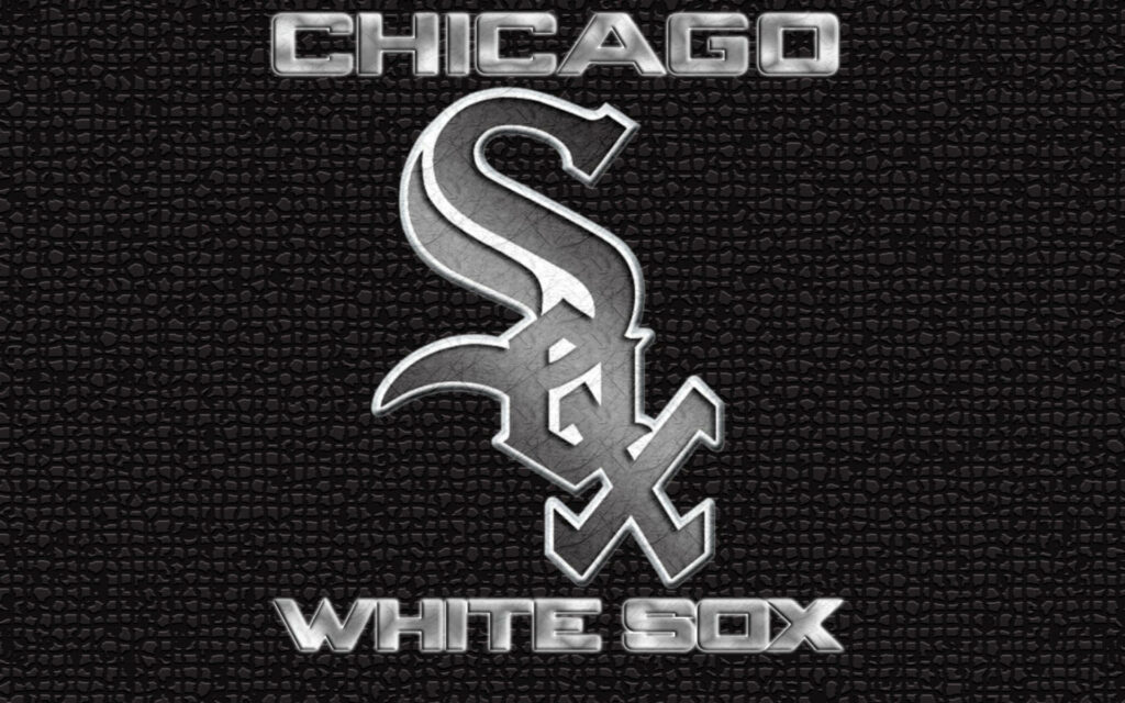 Chicago White Sox metallic silver logo on textured dark background wallpaper design