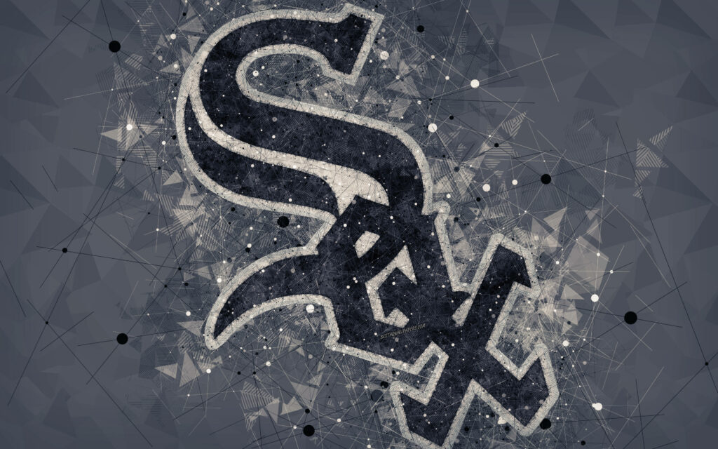 Chicago White Sox logo on modern monochrome polygonal geometric textured wallpaper background