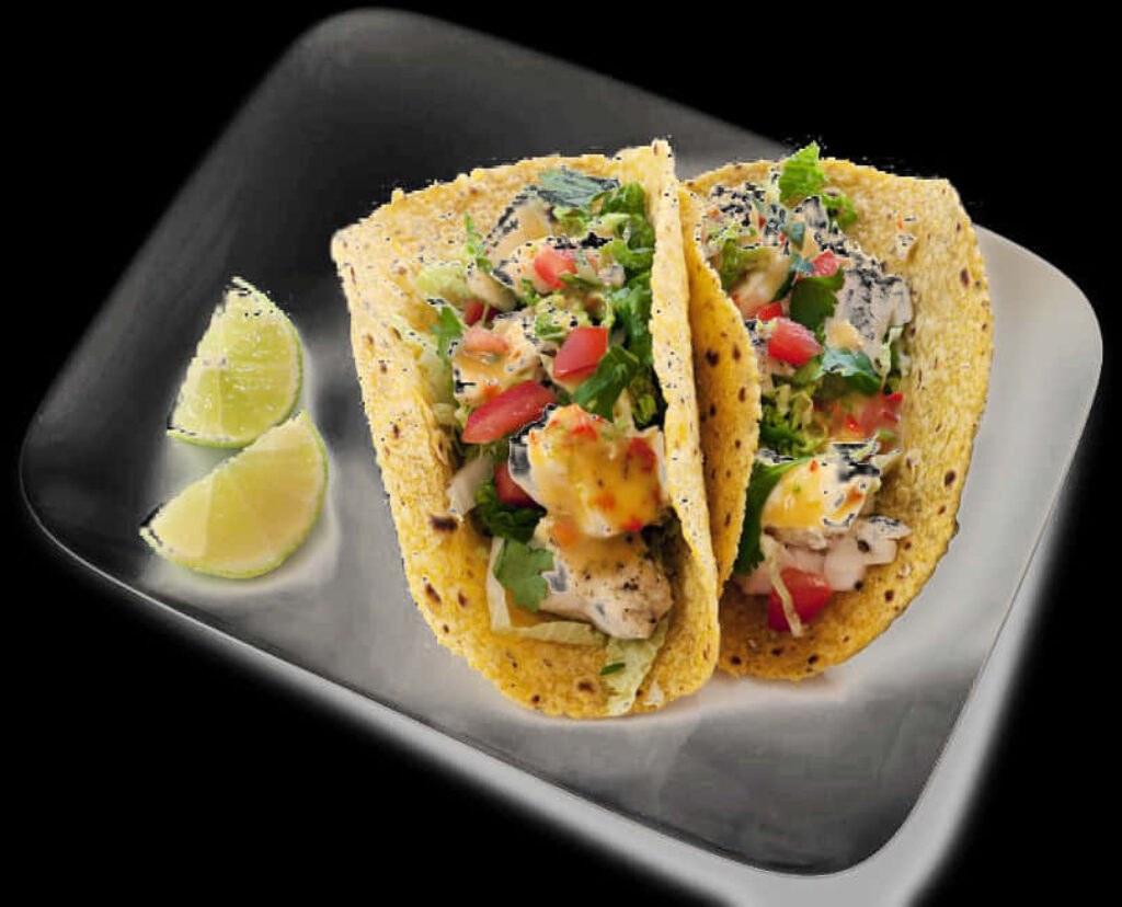 Delicious Chicken Tacos Platter with Fresh Toppings & Lime Wallpaper