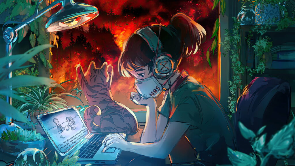 Cool Vibes: Lofi Cali Girl Unveils Her Dazzling Digital Artwork for a 4K Wallpaper Background