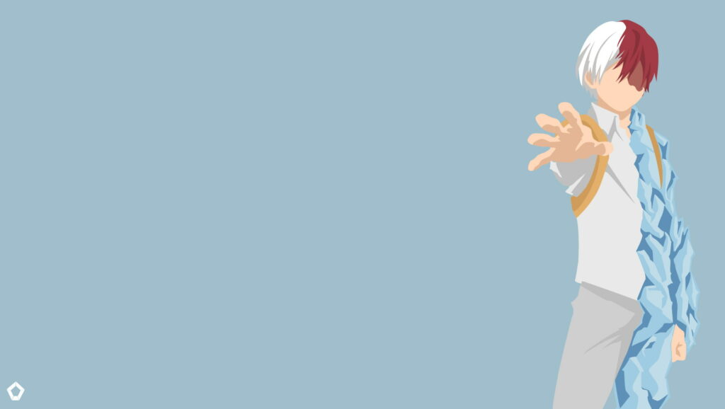Minimalist Shoto Todoroki vector wallpaper ice quirk HD anime desktop background light blue