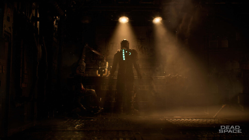 Eerie Dead Space 4K Wallpaper: Lone Figure in Industrial Darkness