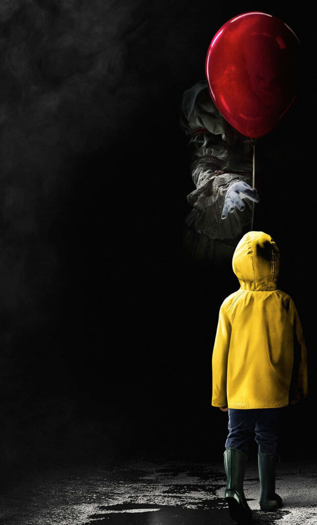 Chilling Aesthetic iPhone Wallpaper: Mysterious Figure with Red Balloon