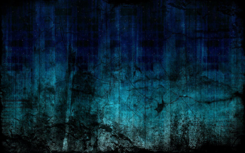 Dark textured abstract wallpaper in blues and blacks, cracked and peeling effects for dramatic background.