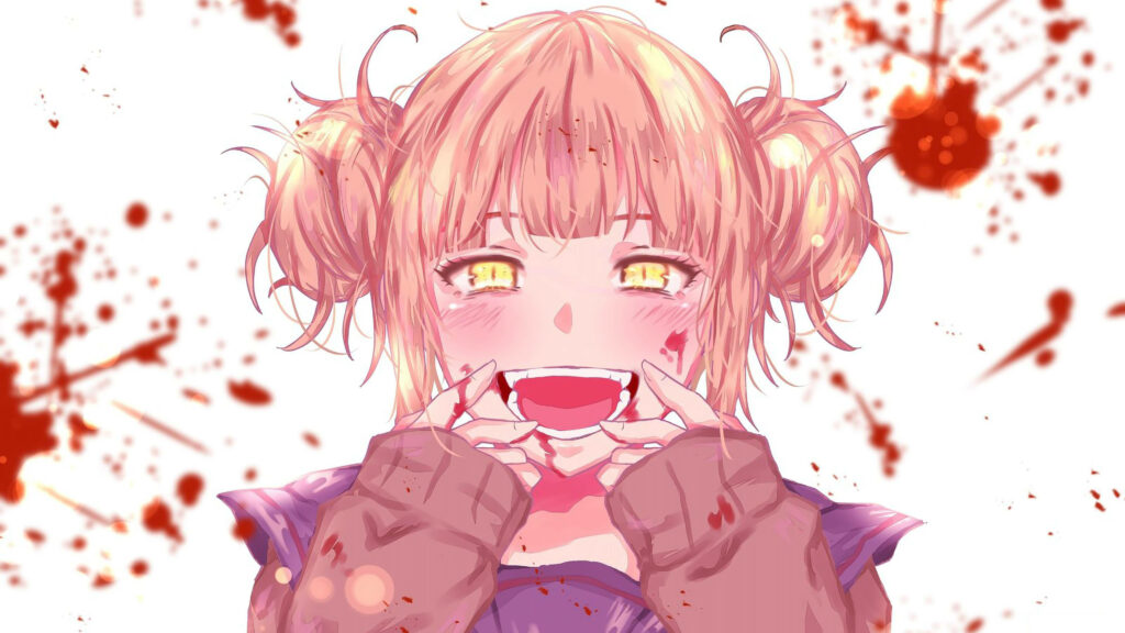 Himiko Toga: Grinning Fiend in a Pool of Bloody Whiteness Wallpaper
