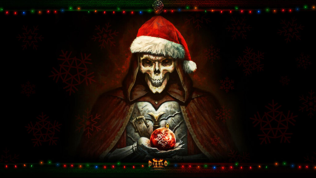 Chilling Skeleton Santa Wallpaper: Eerie Holiday Vibes