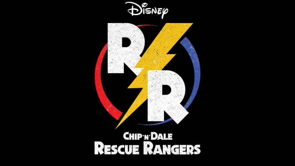 Chip N Dale Rescue Rangers logo with lightning bolt and vibrant circular accents wallpaper background