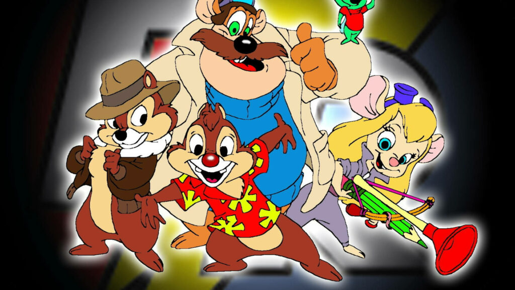 Chip and Dale Rescue Rangers wallpaper with playful pose bright colors and adventurous expressions