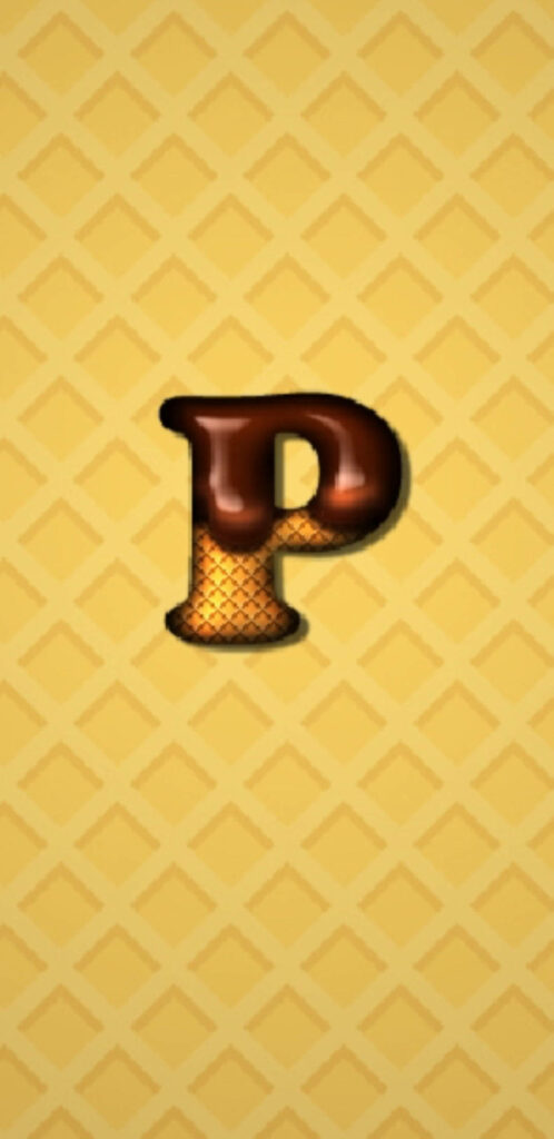 Chocolate-Waffle Letter P Wallpaper on Warm Yellow Background