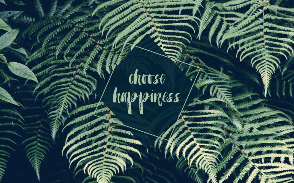 Finding Bliss Amongst The Lush Greenery: A Captivating Tumblr-Style Image Evoking Joy and Serenity with the Phrase 'Choose Happiness' as its Focal Point Wallpaper