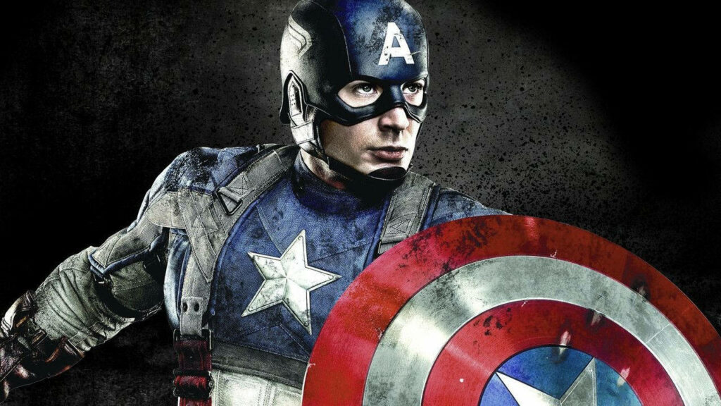 The Indomitable Chris Evans Embodies Captain America's Heroic Spirit in Action-Packed Leap Wallpaper