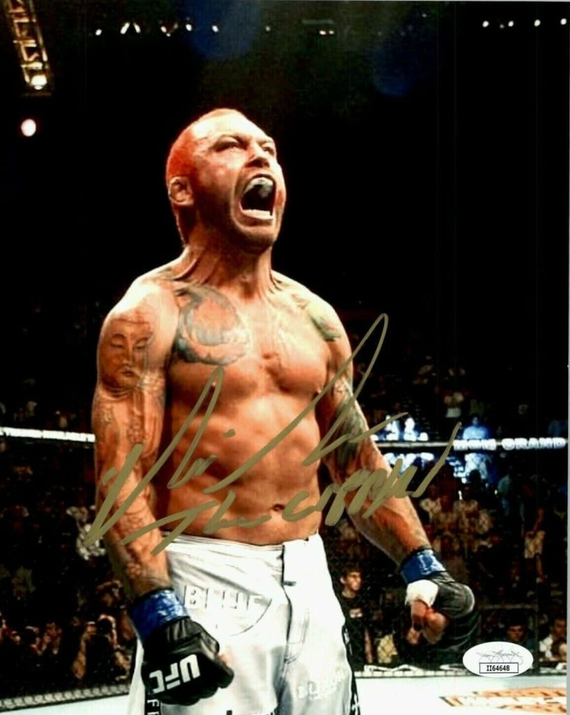 Chris Leben MMA signed poster fierce roar UFC gloves tattoos intense arena lighting wallpaper