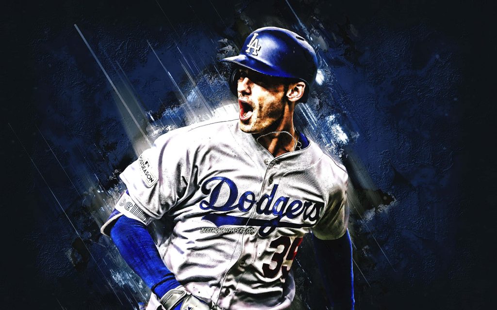 Chris Taylor Dodgers baseball wallpaper dynamic digital art blue grey tones athletic passion