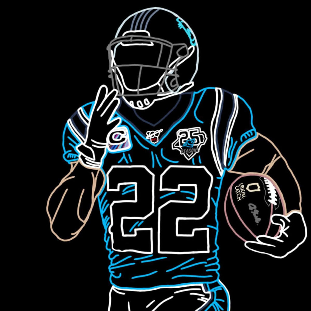 Christian McCaffrey Carolina Panthers neon outline number 22 football dynamic NFL wallpaper