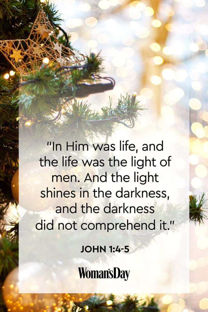 Festive Christmas Wallpaper with Tree, Twinkling Lights & Scripture