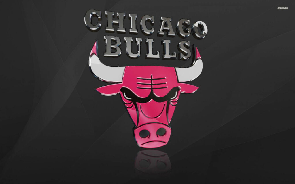 Chrome Chicago Bulls logo on sleek black background modern glossy bull head wallpaper