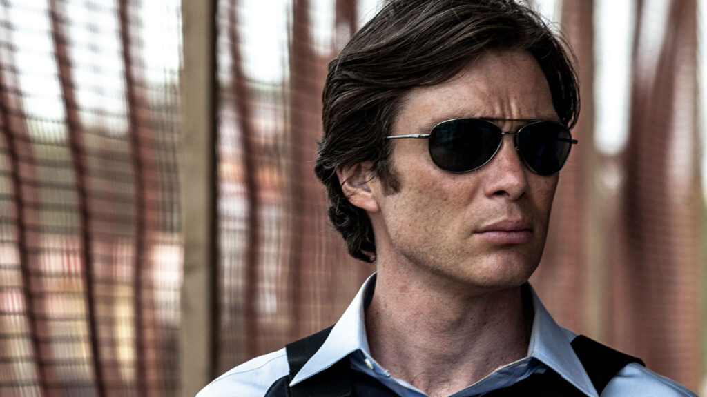 Cillian Murphy intense gaze wearing sunglasses Transcendence movie wallpaper background