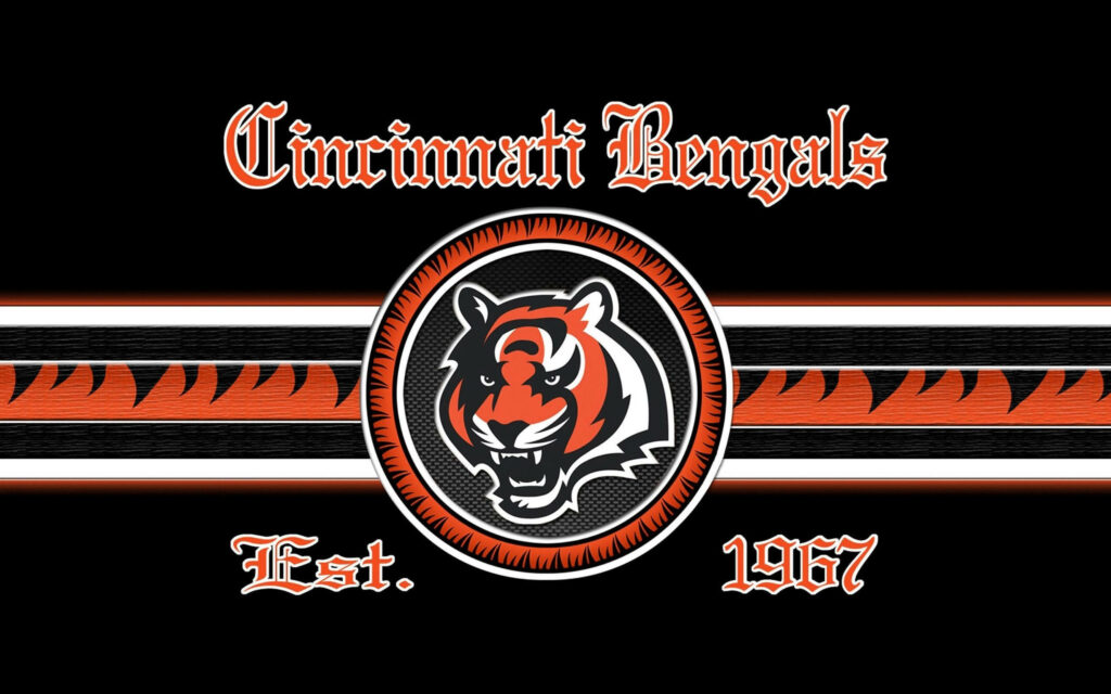 Cincinnati Bengals wallpaper with fierce tiger head logo and orange black white claw stripes design