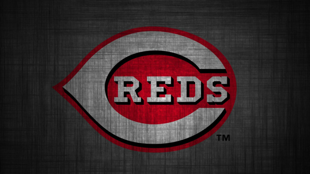 Cincinnati Reds logo wallpaper dark gray background bold red C and REDS lettering minimalist design