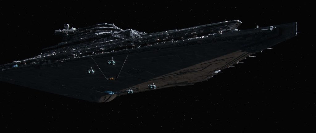 Cinematic First Order Star Destroyer CGI wallpaper in deep space for widescreen desktop background