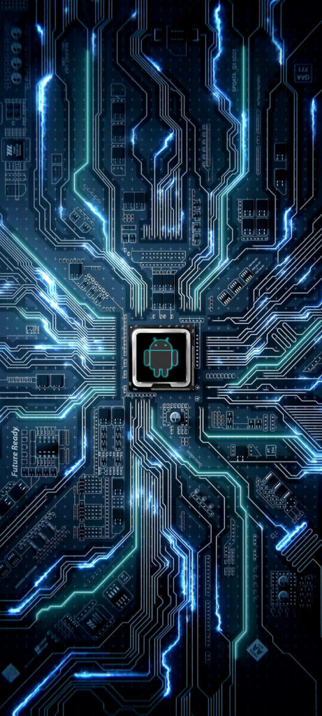 Digital Delight: Android Circuit Art Illuminates Samsung S20 FE Wallpaper