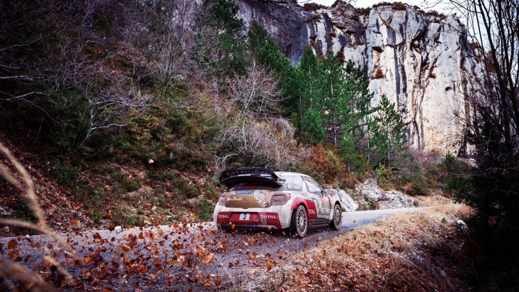 Citroën DS3 Rally Car in Stunning Autumn Landscape Wallpaper