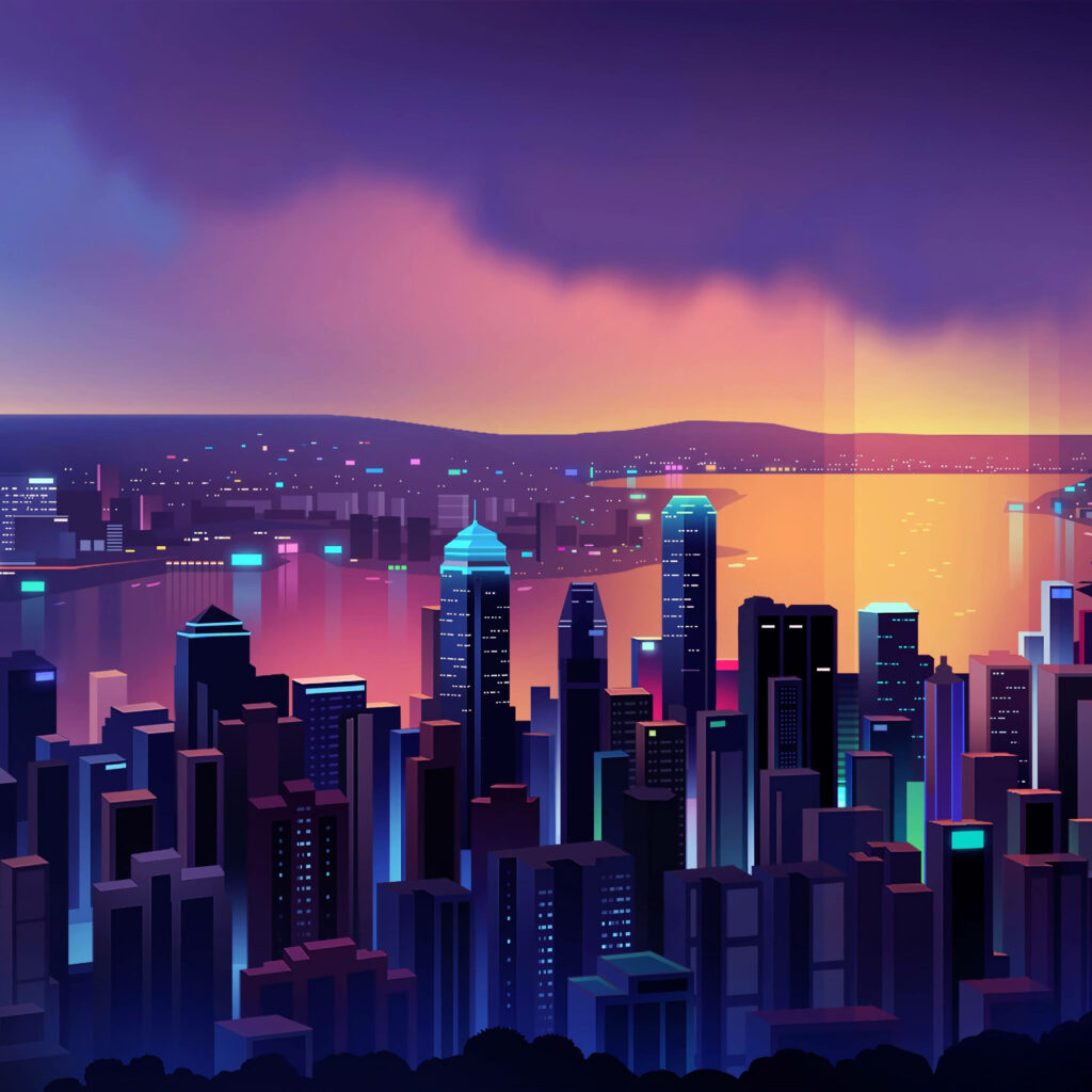 Metropolis Reflections: Captivating 4K Cityscape Wallpaper for Your iPad