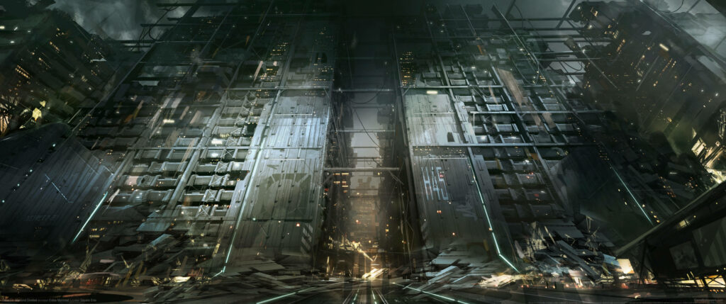 Cityscape Morph: Cyberpunk Construction Zone Wallpaper