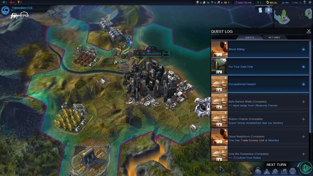 Civilization Beyond Earth map screenshot showing Mandira city alien terrain and futuristic UI Wallpaper