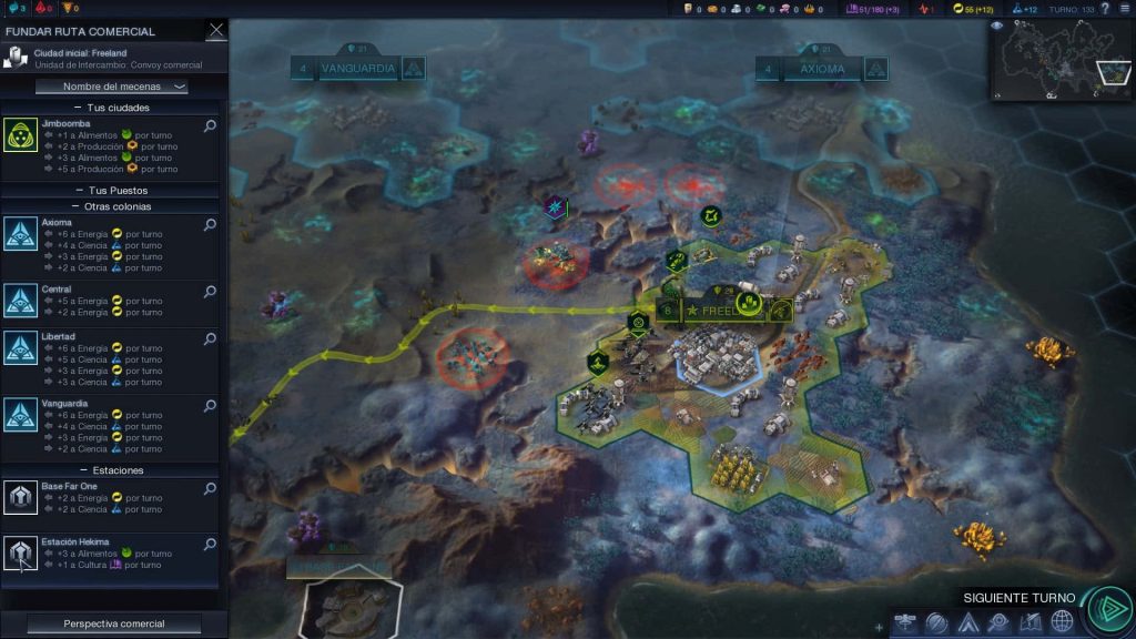 Civilization Beyond Earth game map with hex tiles futuristic city trade routes alien landscape wallpaper