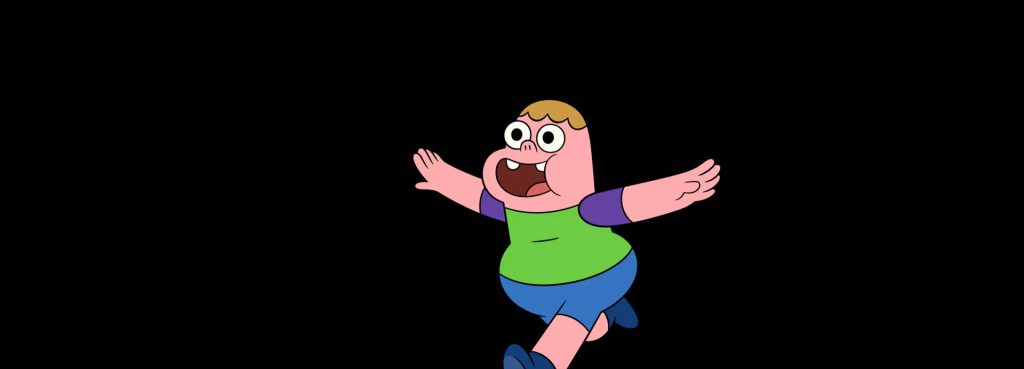 Clarence Wendle 2D animation wallpaper cheerful Cartoon Network character in green and purple shirt