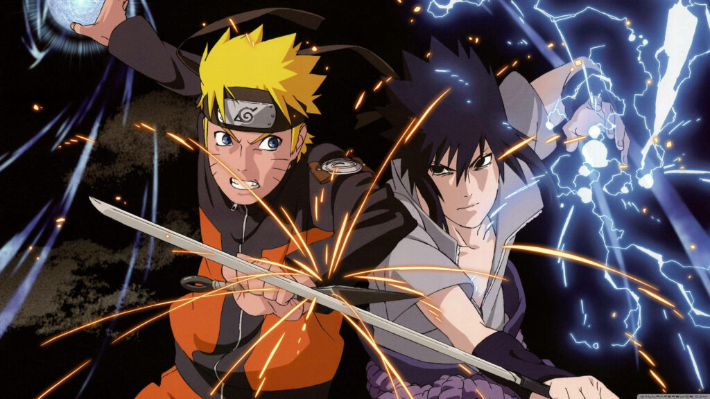 Explosive Clash: Chidori and Rasengan Collide in Epic Shippuden Showdown - Mesmerizing Sasuke Vs Naruto Background Photo+ Wallpaper