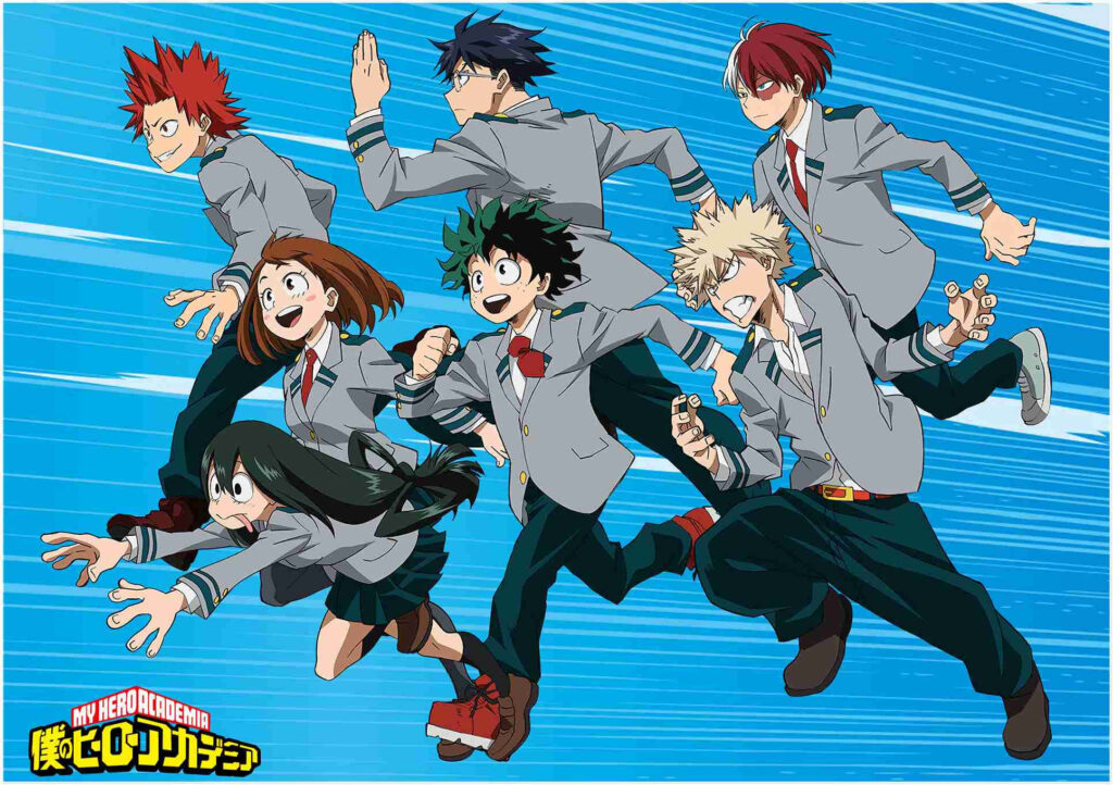 Revealing the Dynamic Class 1-A in Action on the My Hero Academia Laptop Background Wallpaper