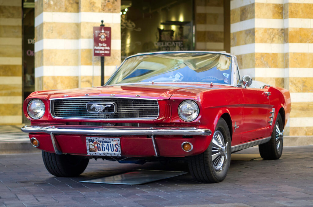 Classic 1966 Red Mustang Convertible Wallpaper - Timeless Elegance