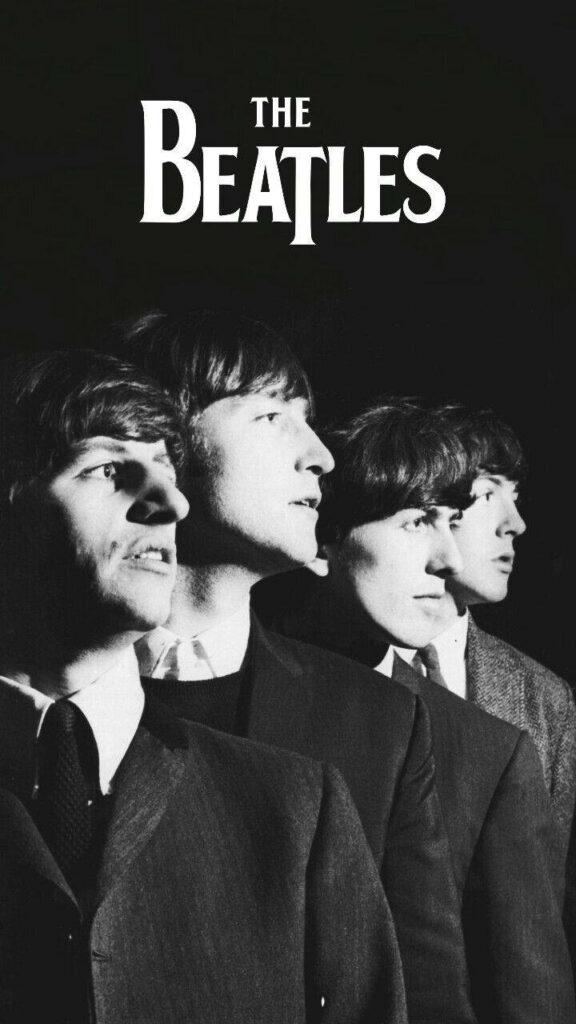 Classic Beatles Profile Wallpaper: Iconic Black & White Background