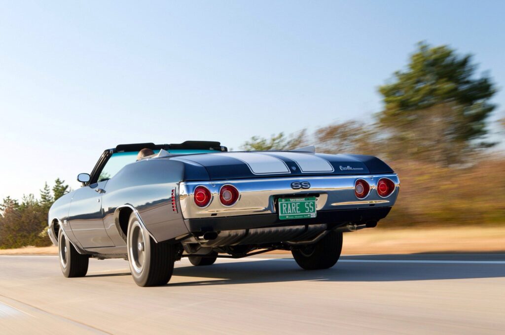 Classic Chevrolet Chevelle Malibu SS Convertible on Open Road Wallpaper