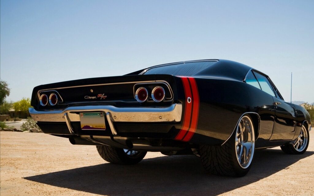 Stunning Dodge Charger Wallpaper - Classic Muscle Car in Open Area