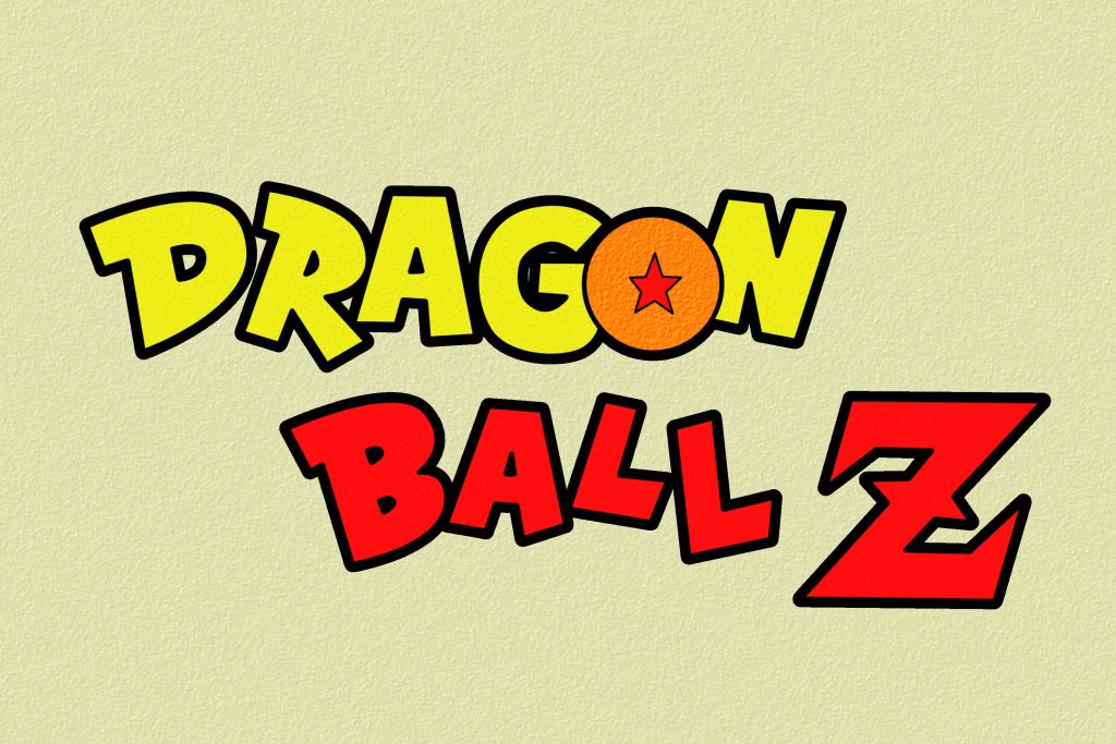 Classic Dragon Ball Z logo with bold yellow red text and one-star Dragon Ball on beige background Wallpaper
