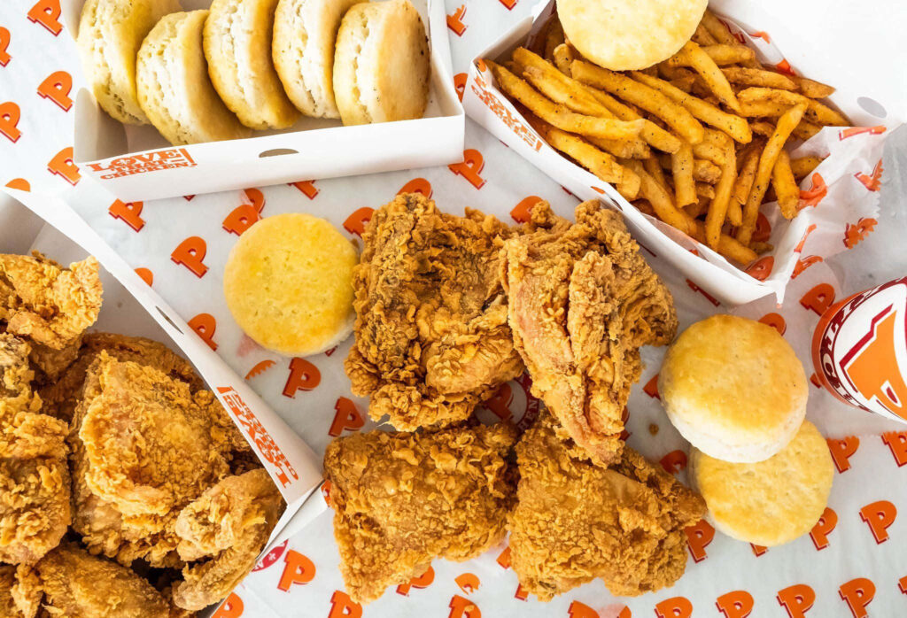 Classic Fast-Food Feast: Crispy Chicken, Fries & Biscuits Wallpaper